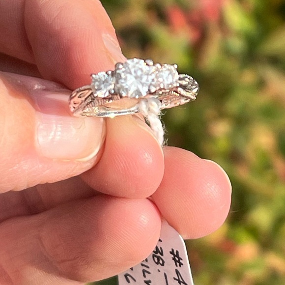 Sterling Silver CZ Engagement Ring - Picture 4 of 6